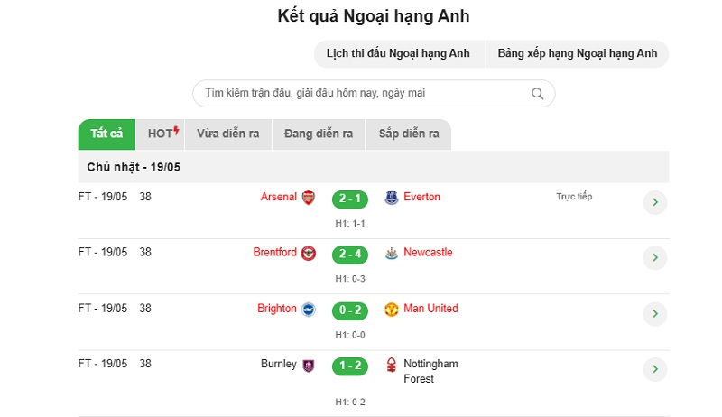 Hướng Dẫn Cách Tra Cứu Kết Quả Bóng Đá Anh Tại bancah5